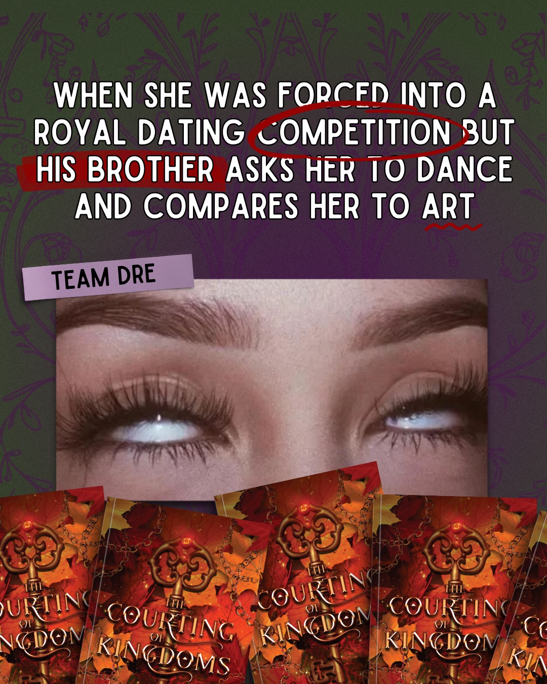 Rumor has it they were not friends, and she liked them both. Too bad she has to choose.

Book: The Courting of Kingdoms by R. K. Sampson

A Lightlark meets The Selection romantasy love triangle where thirty women compete to marry the prince, break the curse, and save the kingdom. Available now in Kindle Unlimited, also with a 12-page behind the scenes essay in The Foreshadow Special Edition paperback, also on Amazon.

Who would you pick? Should I do a part two with more scenes?

#romantasybooks #romantasy #lovetriangle