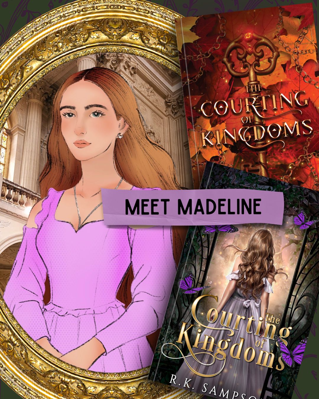 I relate too much to Madeline. 😅 Do you have anything in common with our town loner turned entangled curse breaker with two princes after her? I hope everyone is loving the story, especially those that happily picked up The Courting of Kingdoms during our latest freebie sale. I was so excited to see so many new people coming in.

The Courting of Kingdoms by R. K. Sampson is available in Kindle Unlimited, in digital libraries like Hoopla/Overdrive/Libby (request it for your library's consideration!), standard paperback (key version), and Foreshadow Special Edition paperback (princess cover with behind the scenes essay). There is not yet an audiobook, maybe in the future!

#tcok #romantasybooks #indiereads
